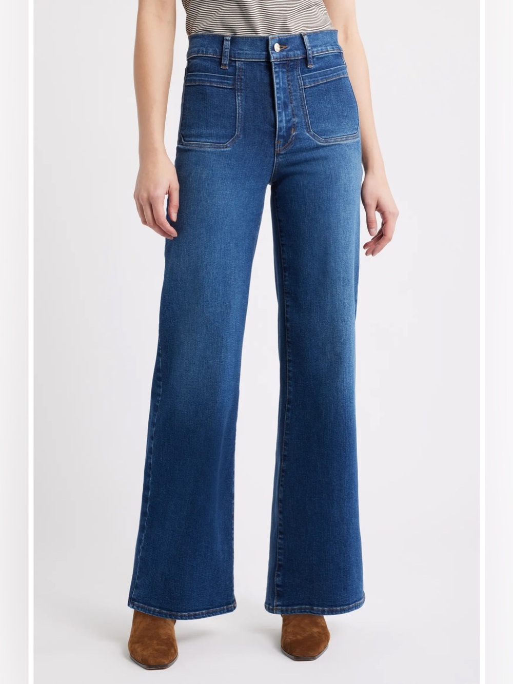FRAME Le Slim Palazzo Patch Pocket High Waist Wide Leg Jeans Sz 26